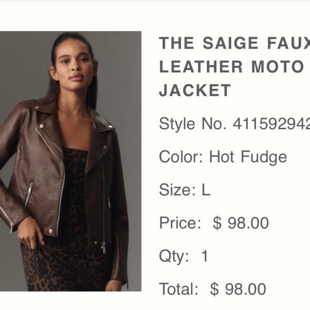 Anthropologie Faux Leather Moto Jacket - Brown